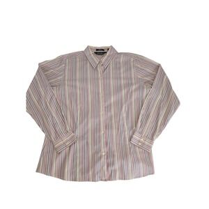 Eddie Bauer Womens Button Up Stretch Long Sleeve‎ Shirt Size XL Tall Striped